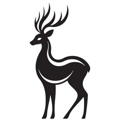 Fototapeta premium Deer Silhouette Vector Illustration, Minimalist Deer Silhouette Icon, Standing Deer Silhouette Vector Art, Deer Head Silhouette Logo Design, Running Deer Silhouette Design.