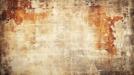 Obraz premium Grungy, textured wall with peeling paint and stains in earthy tones.