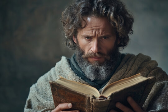 Representation of one of the four evangelists (matthew, mark, luke, john) holding a gospel book.