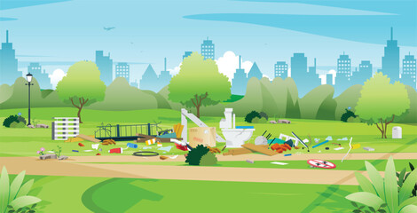 Construction waste and trash dumped in city parks.