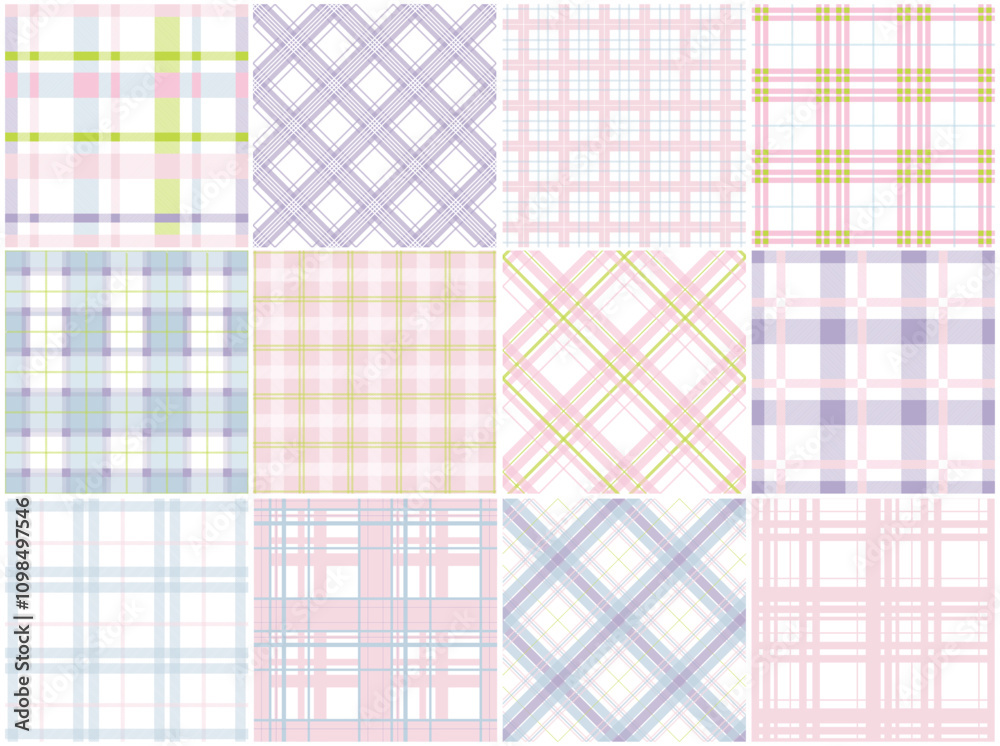 Fototapete collection of color textile seamless patterns - geometric striped design. vector repeatable cloth ba