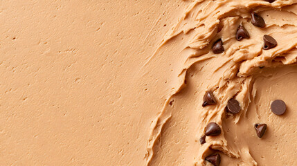 Cookie Dough with Rich Chocolate Chips | Close-Up of Decadent Dessert Batter Ready for Baking | Sweet and Indulgent Treat with Gooey Chocolate Chunks