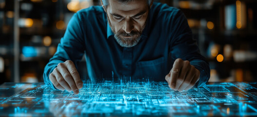 Architect Engaging in Advanced Building Information Modeling with Digital Technology