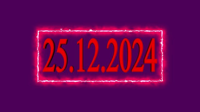 Merry Christmas Day 25 december red color boder saber animation on black Background.