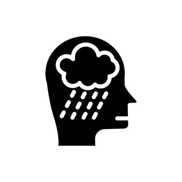 recommend clip art: Depression icon black and white vector outline sign
