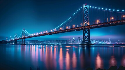 Night view of Brooklyn Bridge, New York City, United States.