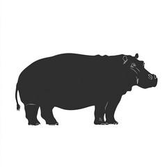 Obraz premium Hippopotamus Silhouette, Illustration Isolated On White Background
