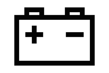Fototapeta premium Car battery icon with positive and negative terminals. Editable stroke.