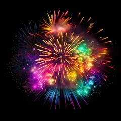 Colorful fireworks on black background