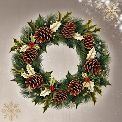 Fototapeta premium Christmas wreath transparent background