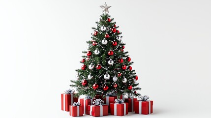 Fototapeta premium Decorated Christmas tree with gifts.