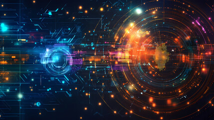 Obraz premium Abstract digital circuit background with vibrant lines and nodes. ideal for technology, innovation, and futurism themes. Futurism. Illustration