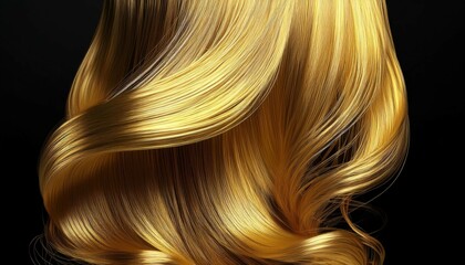 realistic 3d rendering of the healthy blond hair curly strand isolated on black background golden hair stripe wig or chignon