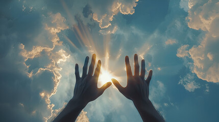 Sunlit Hands Reach for Sky