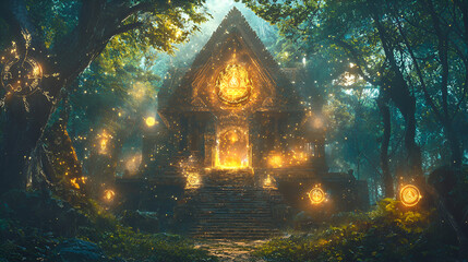 Ancient Temple, Glowing Light