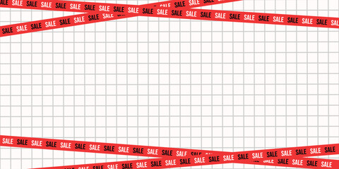 Sale banner with collage red ribbons . Mega special offer. Creative Collage for for business, Black Friday, Mega Special Offer, Cyber Monday, Discounts and Promotion. Vector illustration.	