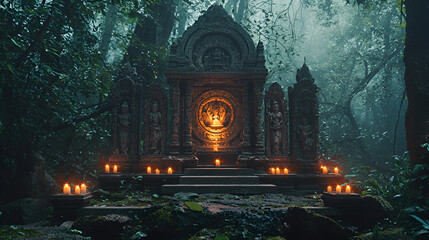 Mystic Forest Shrine: Candles Glow