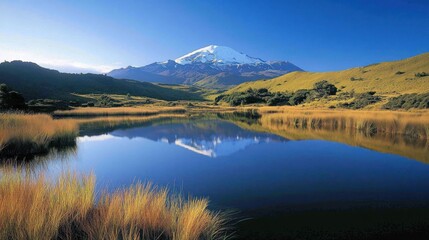 Fototapeta premium Mountain Reflection In A Serene Alpine Lake
