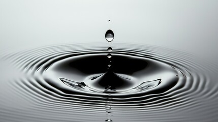 Floating Droplet of Black Ink Suspended in Clear Water, Creating Beautiful Ripples and Patterns, Captured in High Definition