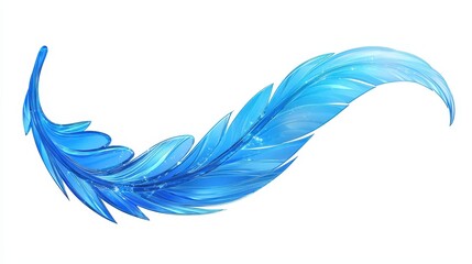 A delicate blue feather design, showcasing elegant curves and gradients, evoking a sense of tranquility and creativity.
