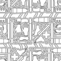 Sole Searching Endless Feet Line Art Illustration as Repeat Pattern Design