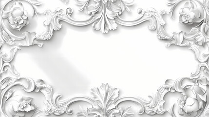 Embossed baroque border with vintage frame elements. elegant royal set for wedding invitations, greeting cards and floral ornaments. Baroque. Illustration