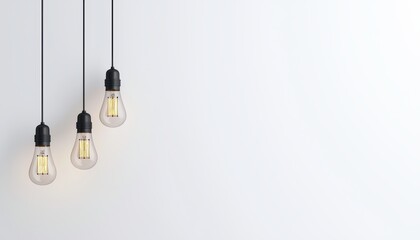 Three hanging light bulbs with a minimalistic design against a neutral background, creating a modern and stylish ambiance.