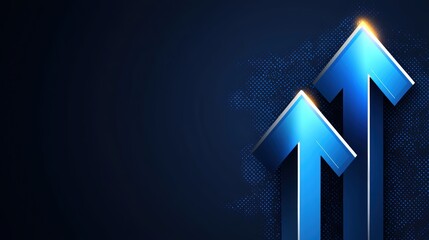 Fototapeta premium A sleek, modern design featuring two upward-pointing arrows against a dark background, symbolizing growth and progress in a digital context.