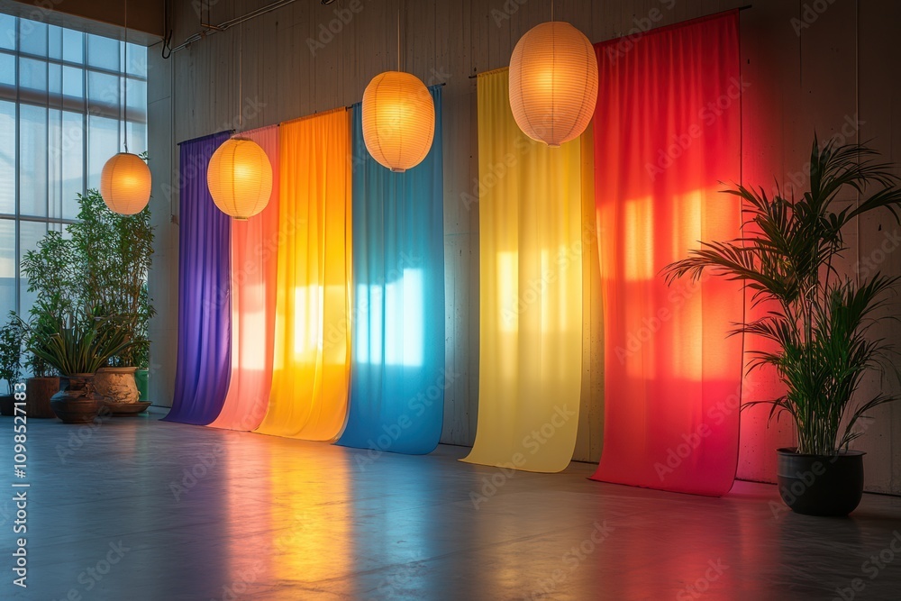 Poster diversity event setup with banners and inclusive decor, for marketing use