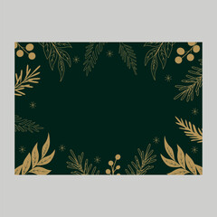 A holiday card with a Christmas tree, decorative plant elements, a background and a copy space. A universal template for a postcard.
