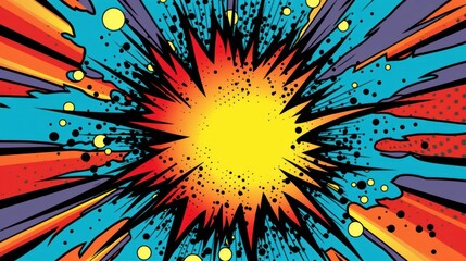 Fototapeta premium Vibrant Comic Book Explosion: A Dynamic Burst of Color and Energy