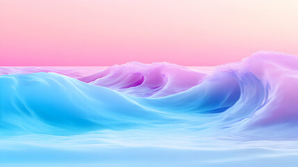 Obraz premium Pastel Ocean Waves, Abstract Digital Art Background