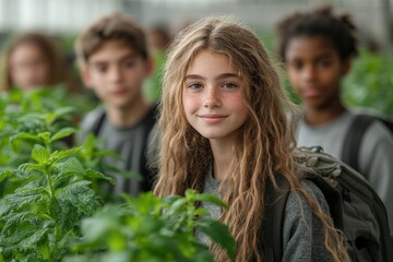 High school students engaging in sustainable business roles, learning about eco-conscious practices and operations,