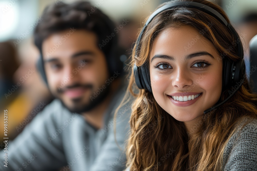 Poster indian call center colleagues specializing in cybersecurity support, ensuring data safety and privac