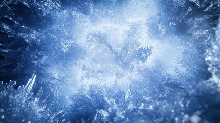 Fototapeta premium Abstract Winter Wonderland: Crystalline Snowflakes, Ice Formations, and Prismatic Light Effects with Magical Frost Patterns in a Premium 3D Render. High-Resolution 8K Display.