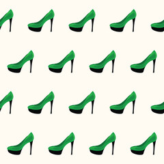 Obraz premium High Heels Woman Shoe Seamless Pattern background. Textile Fabric Swatch Template. Modern Fashionable Print.