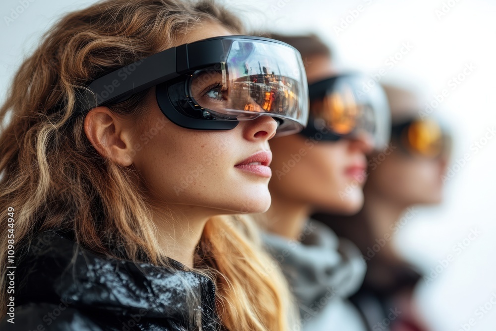 Aufkleber Women in tech utilizing augmented reality to create interactive educational platforms for global outreach,