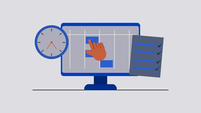 2d animation of time management, task and project management with task management app