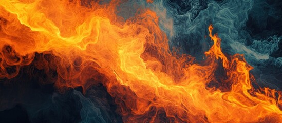 Fototapeta premium Abstract Fire and Smoke: A Fiery Dance of Orange and Teal