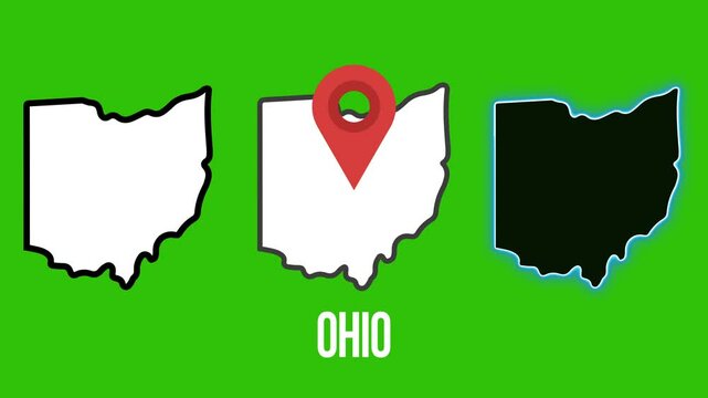 Outline animation of the state of Ohio on a green background video