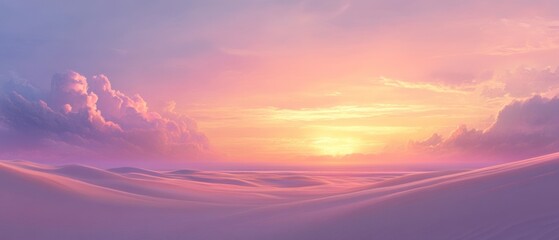 Obraz premium Serene Desert Sunset Pastel Hues Landscape