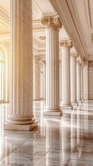 Fototapeta premium Elegant Marble Columns in Luxurious Architecture Showcasing Exquisite Design and Timeless Beauty in a Grand Building Interior