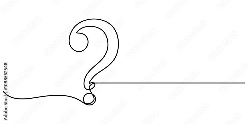 Aufkleber Question mark linear background. Continuous one line drawing of question mark. Vector illustration, Question mark one line drawing, Continuous linear drawing of question mark. One line drawing pro 
