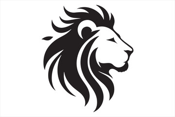 A black and White Lion Head Silhouette