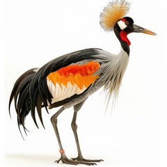 Obraz premium Black Crowned Crane 15 years old white background portrait.