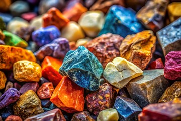 Vibrant High-Quality Stones from a Quarry for Road Construction and Aggregate Use, Showcasing a Diverse Palette of Colors and Textures