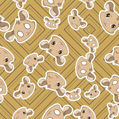 Expressive Gerbil Cartoon Repeat Pattern Design