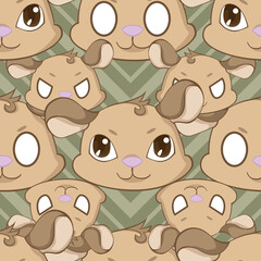 Expressive Gerbil Cartoon Repeat Pattern Design