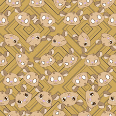 Expressive Gerbil Cartoon Repeat Pattern Design