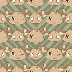 Expressive Gerbil Cartoon Repeat Pattern Design